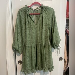 Alice + Olivia Olive Green Eyelet Dress